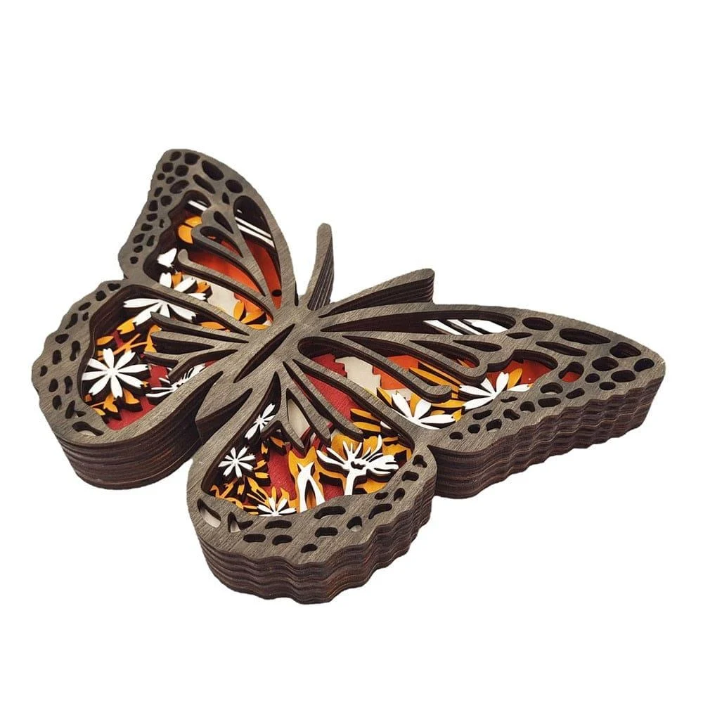 Wooden Butterfly Carving with LED Lights - Glova