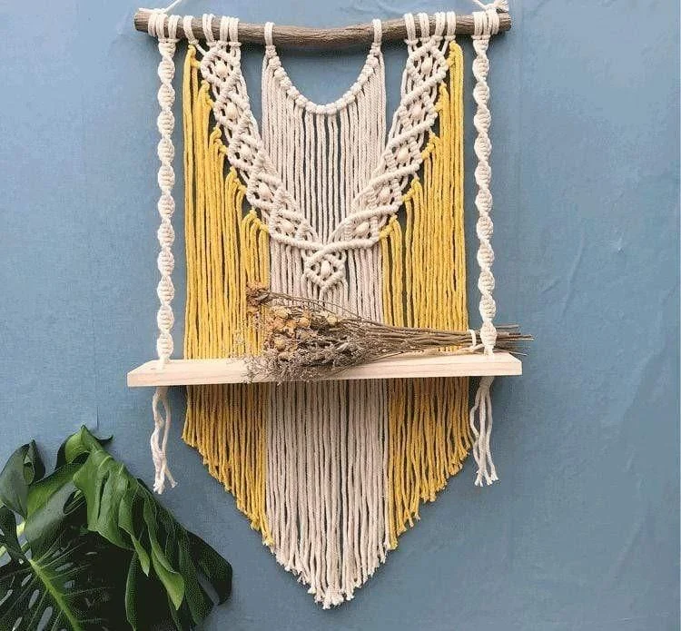 Wooden Macrame Hanging Shelf - Glova