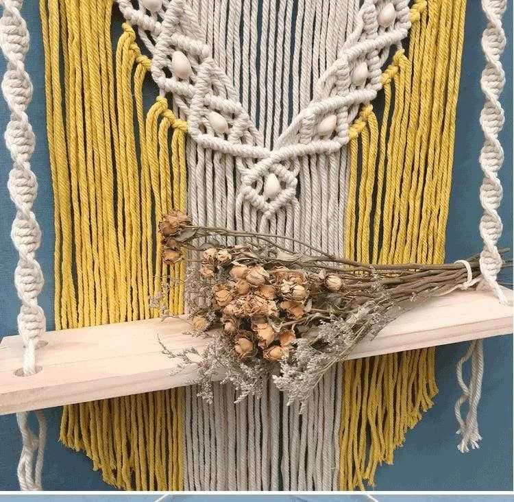 Wooden Macrame Hanging Shelf - Glova