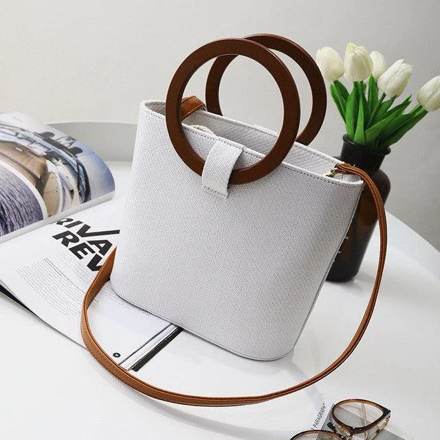 Wooden Ring Handle Tote Bag - 5 Colors - Glova