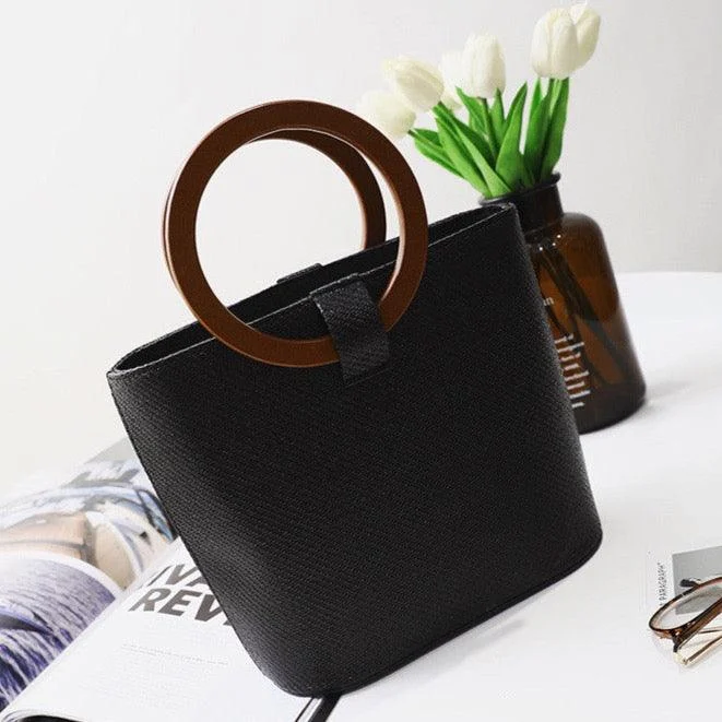 Wooden Ring Handle Tote Bag - 5 Colors - Glova