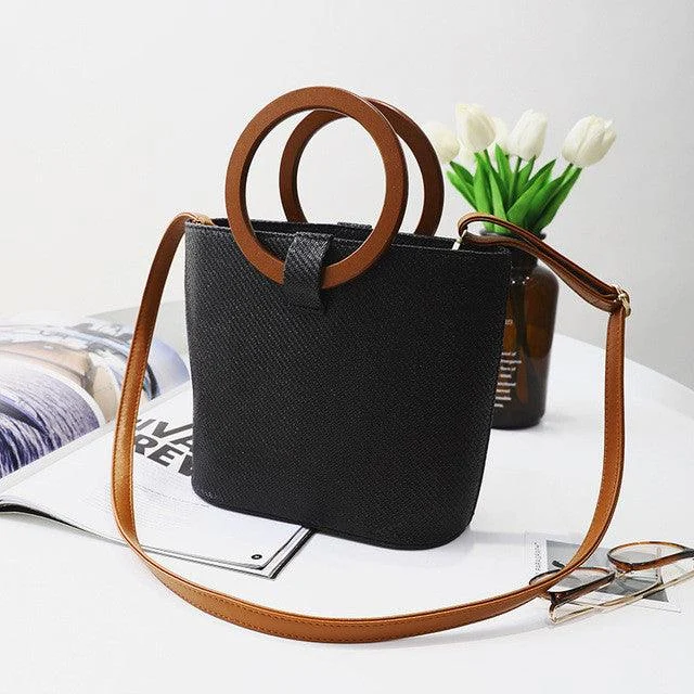 Wooden Ring Handle Tote Bag - 5 Colors - Glova