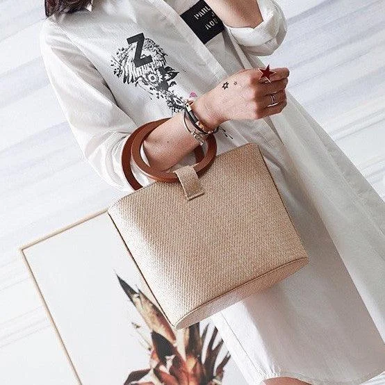 Wooden Ring Handle Tote Bag - 5 Colors - Glova