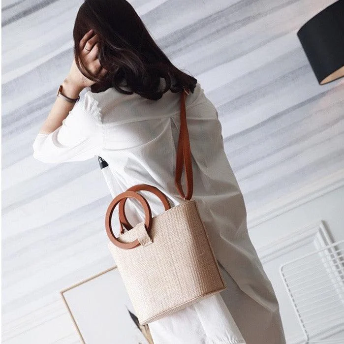 Wooden Ring Handle Tote Bag - 5 Colors - Glova