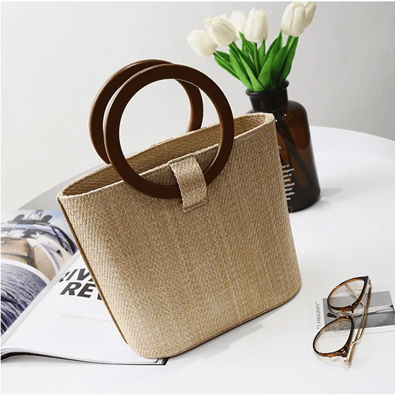 Wooden Ring Handle Tote Bag - 5 Colors - Glova