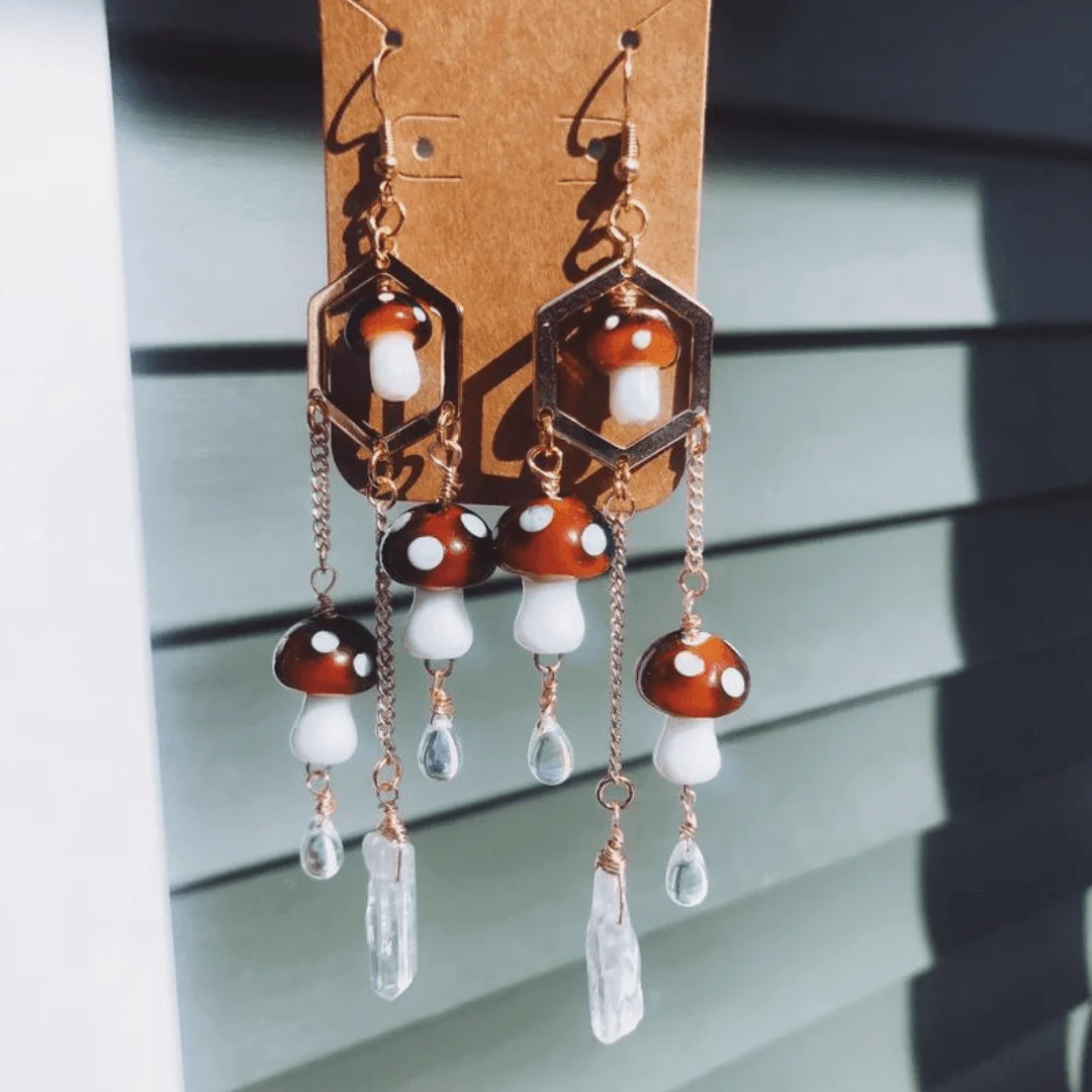 Woodland Mushroom Drop Earrings - Glova