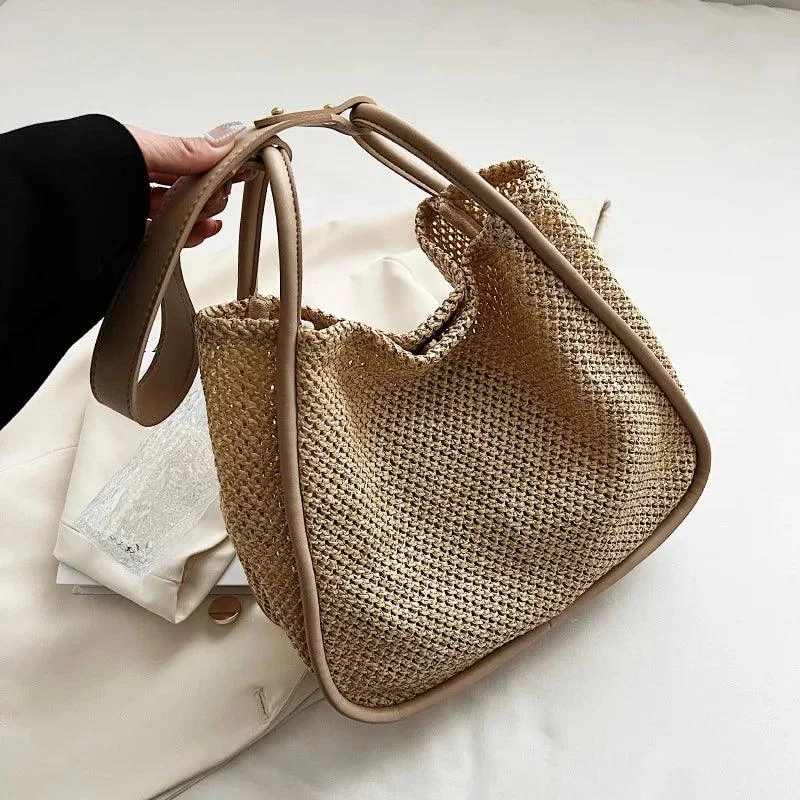 Woven Straw Beach Tote Handmade Women Bag - Glova