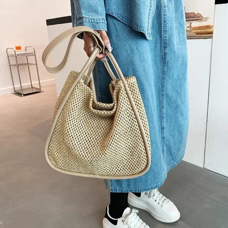 Woven Straw Beach Tote Handmade Women Bag - Glova