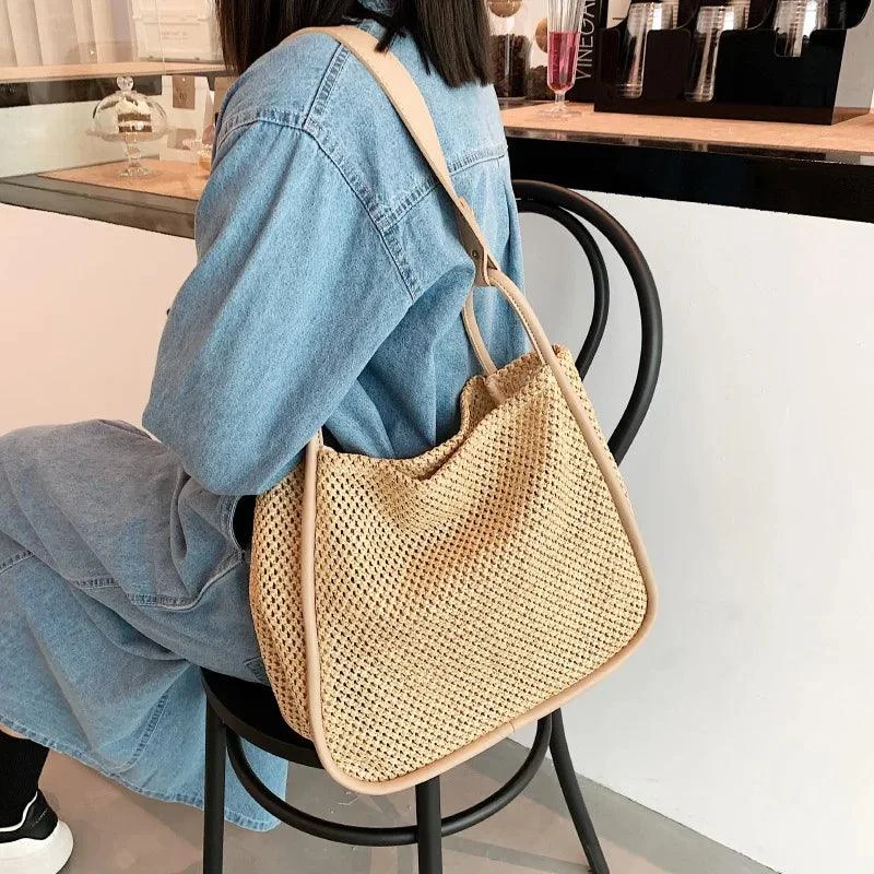 Woven Straw Beach Tote Handmade Women Bag - Glova