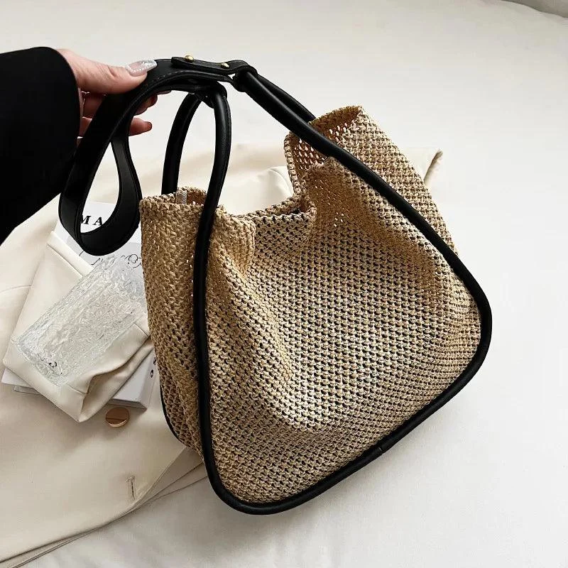 Woven Straw Beach Tote Handmade Women Bag - Glova