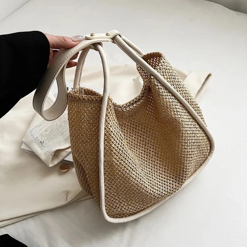 Woven Straw Beach Tote Handmade Women Bag - Glova