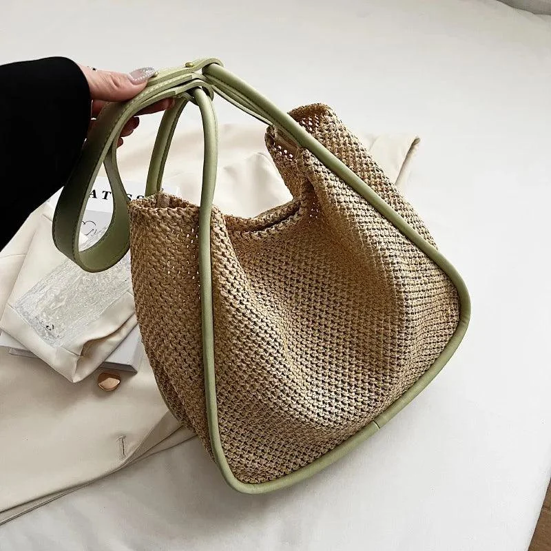 Woven Straw Beach Tote Handmade Women Bag - Glova