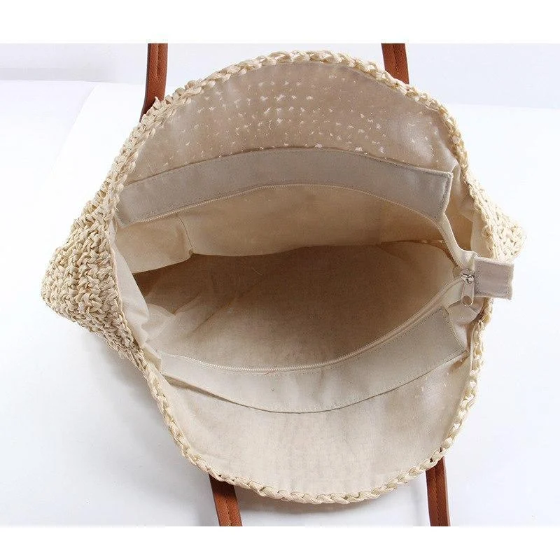 Woven Straw Circular Shoulder Bag - Glova