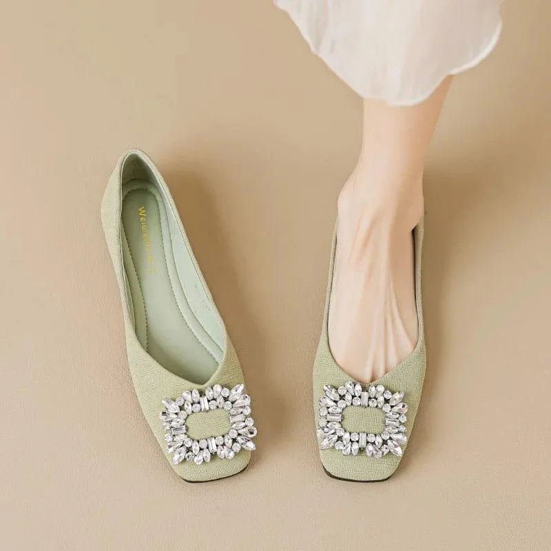 Wylla Crystal Buckle Flats - Glova