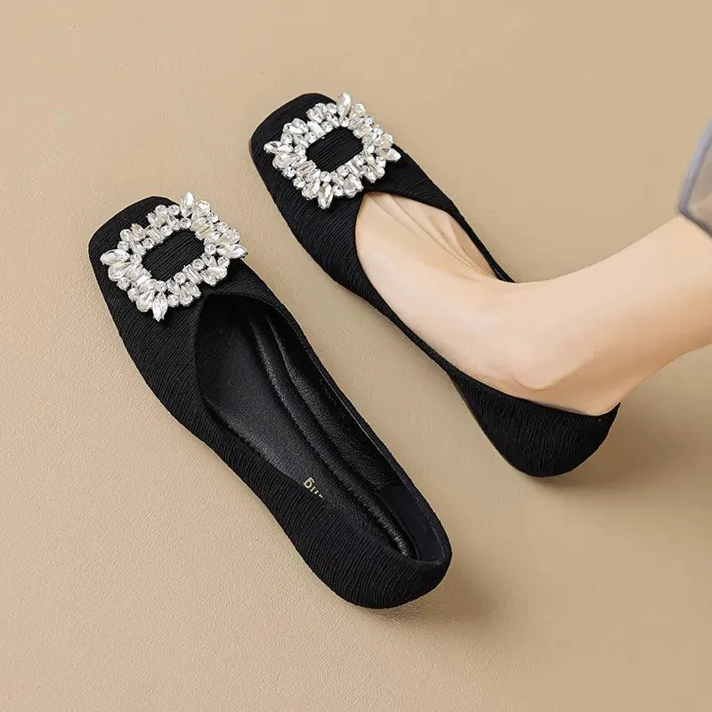 Wylla Crystal Buckle Flats - Glova