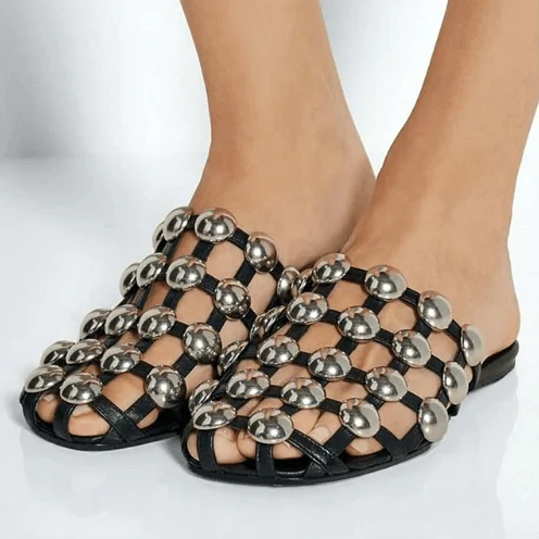 Xena Metal Studs Cage Slippers - 4 Colors - Glova