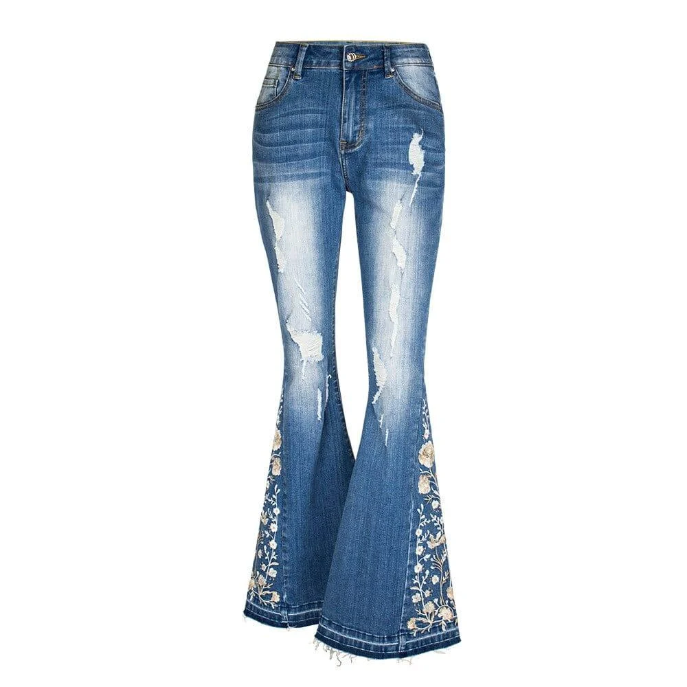 Yasmin Embroidered Flared Jeans - Glova