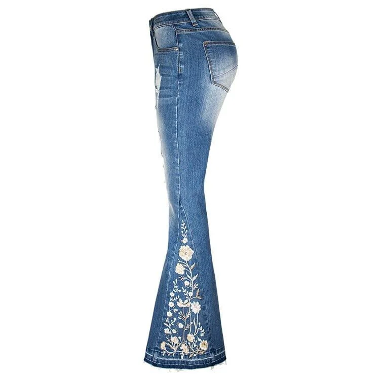 Yasmin Embroidered Flared Jeans - Glova