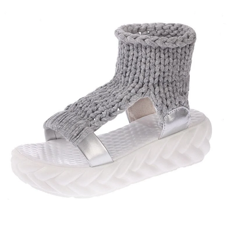 Yetia Chunky Knit Upper Gladiator Slippers - Glova