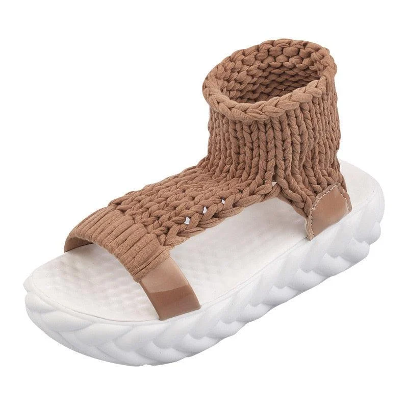 Yetia Chunky Knit Upper Gladiator Slippers - Glova