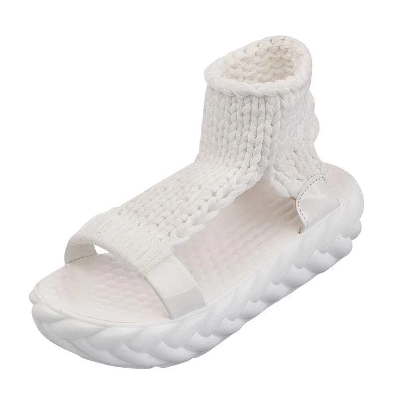 Yetia Chunky Knit Upper Gladiator Slippers - Glova