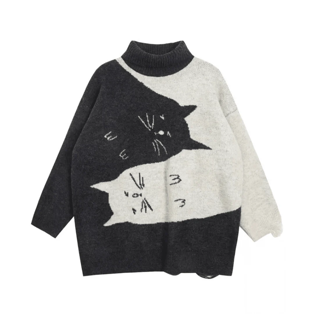 Yin & Yang Cats Knit Sweater - Glova