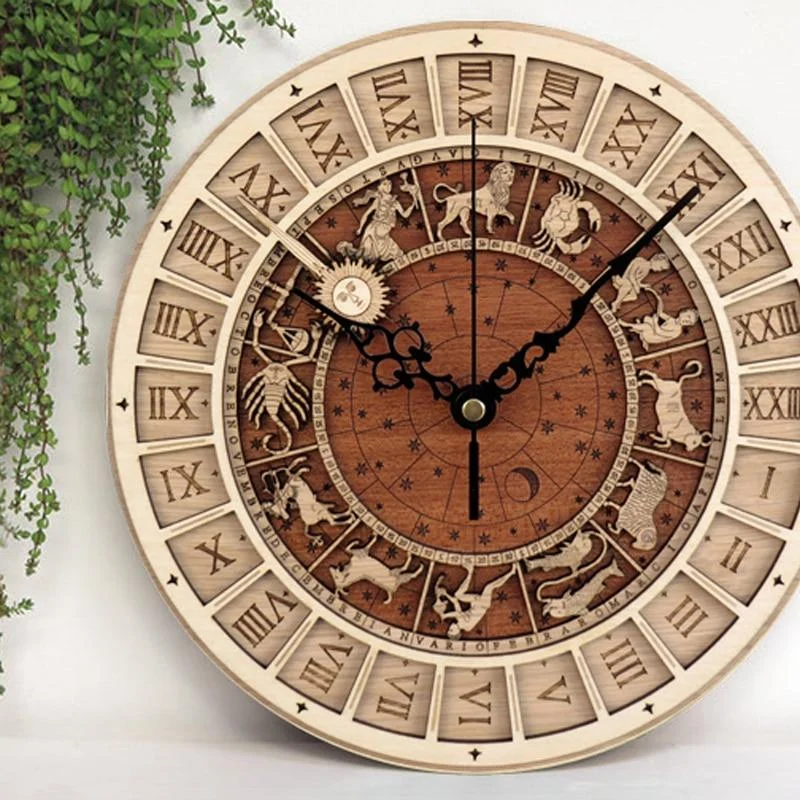 Zodiac Signs Wooden Wall Clock - Glova