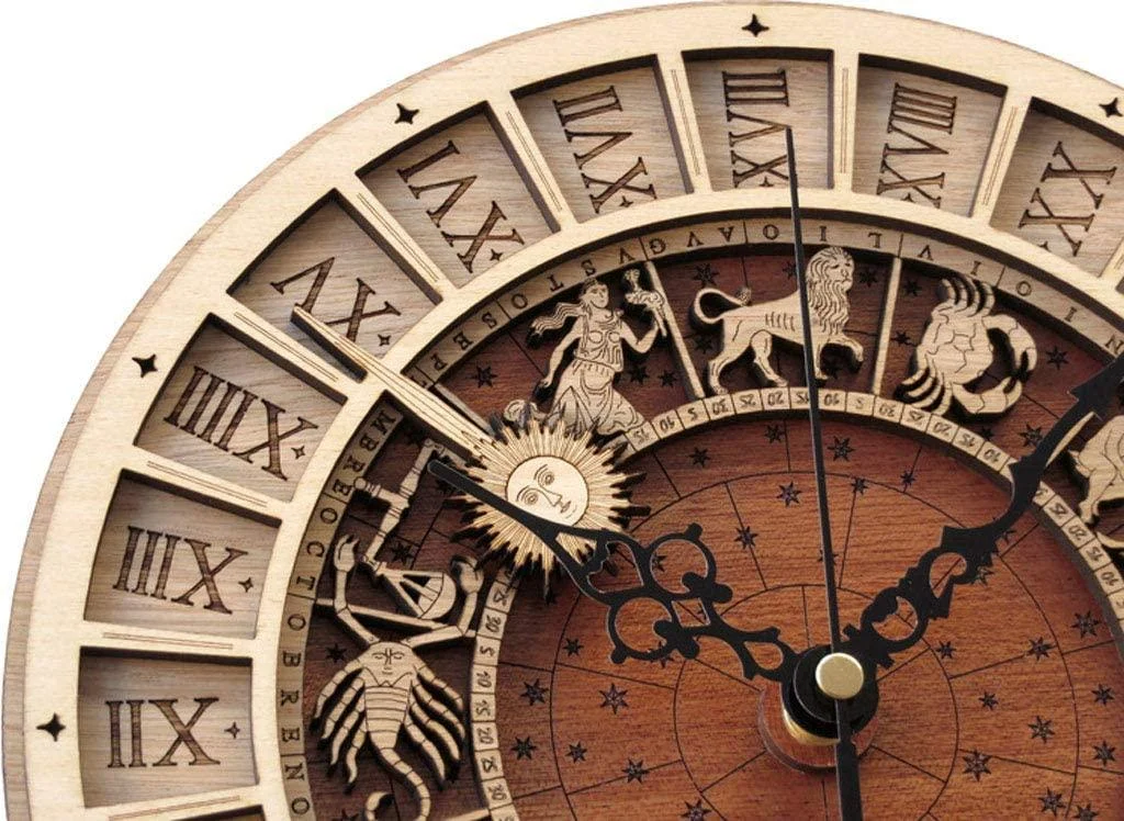 Zodiac Signs Wooden Wall Clock - Glova