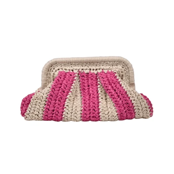 Zoe Bold Stipe Straw Clutch Bag - Glova