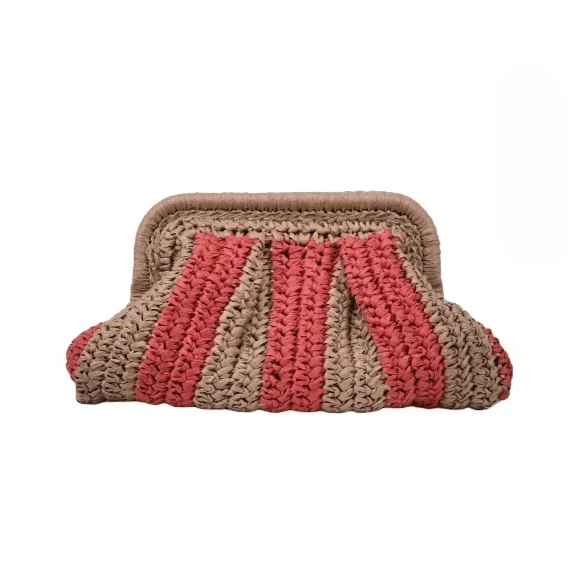 Zoe Bold Stipe Straw Clutch Bag - Glova