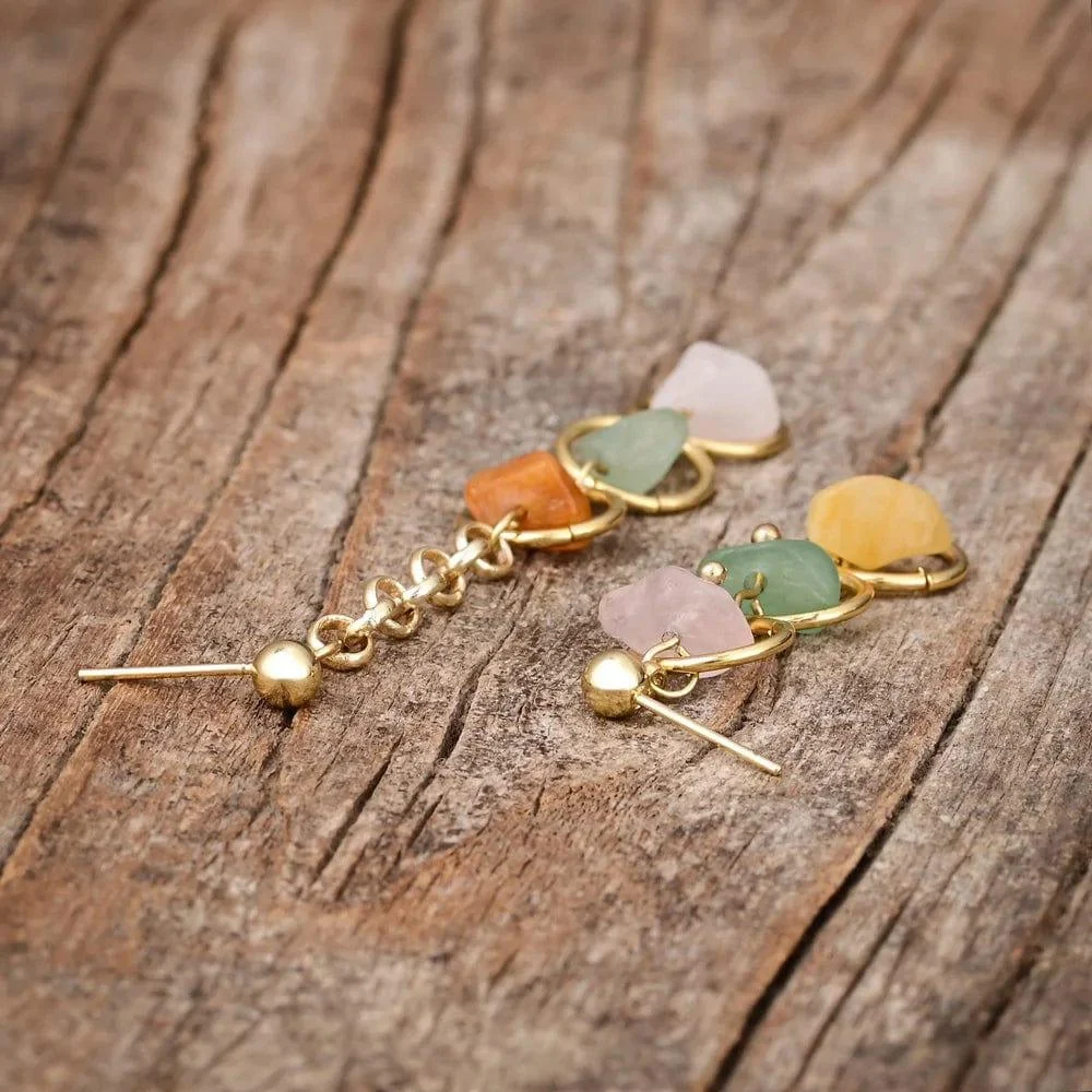 Natural Stone Crystal Earrings - Glova