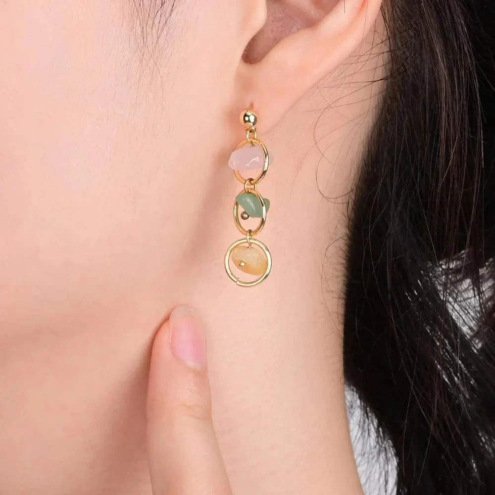 Natural Stone Crystal Earrings - Glova