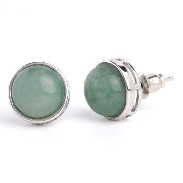 Natural Stone Round Earrings - Glova