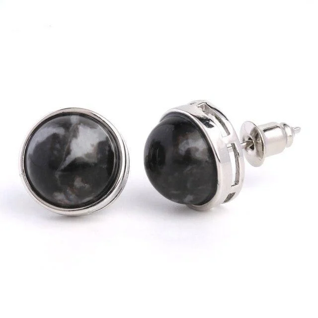 Natural Stone Round Earrings - Glova