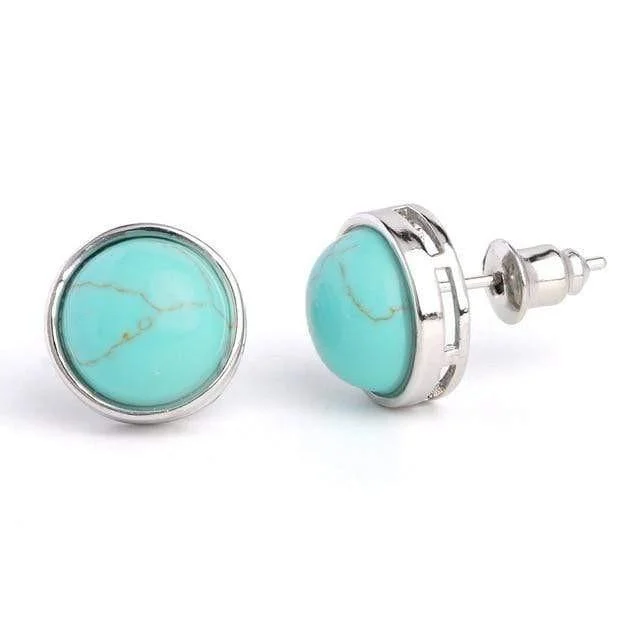 Natural Stone Round Earrings - Glova