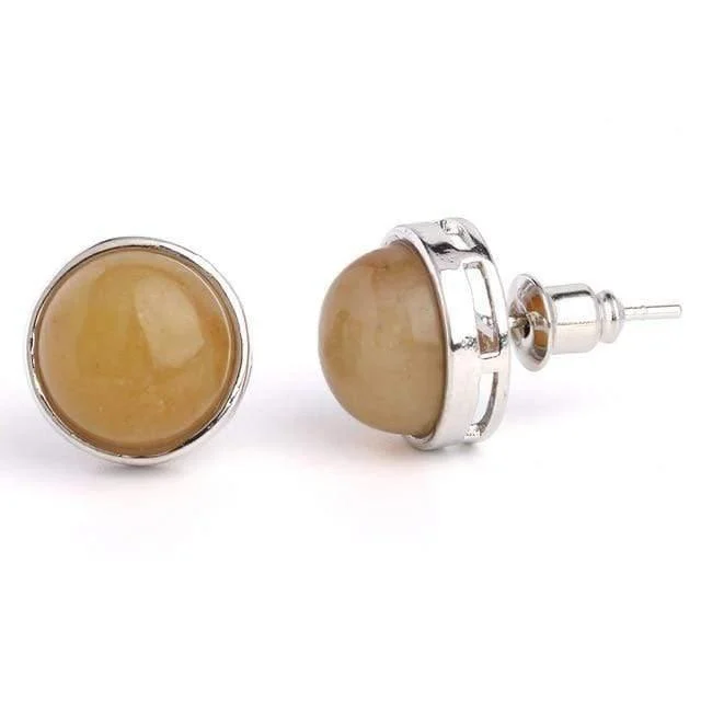 Natural Stone Round Earrings - Glova