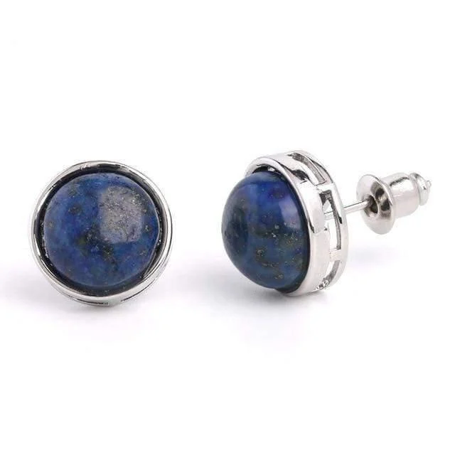 Natural Stone Round Earrings - Glova