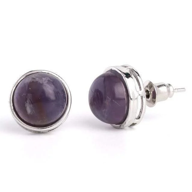 Natural Stone Round Earrings - Glova