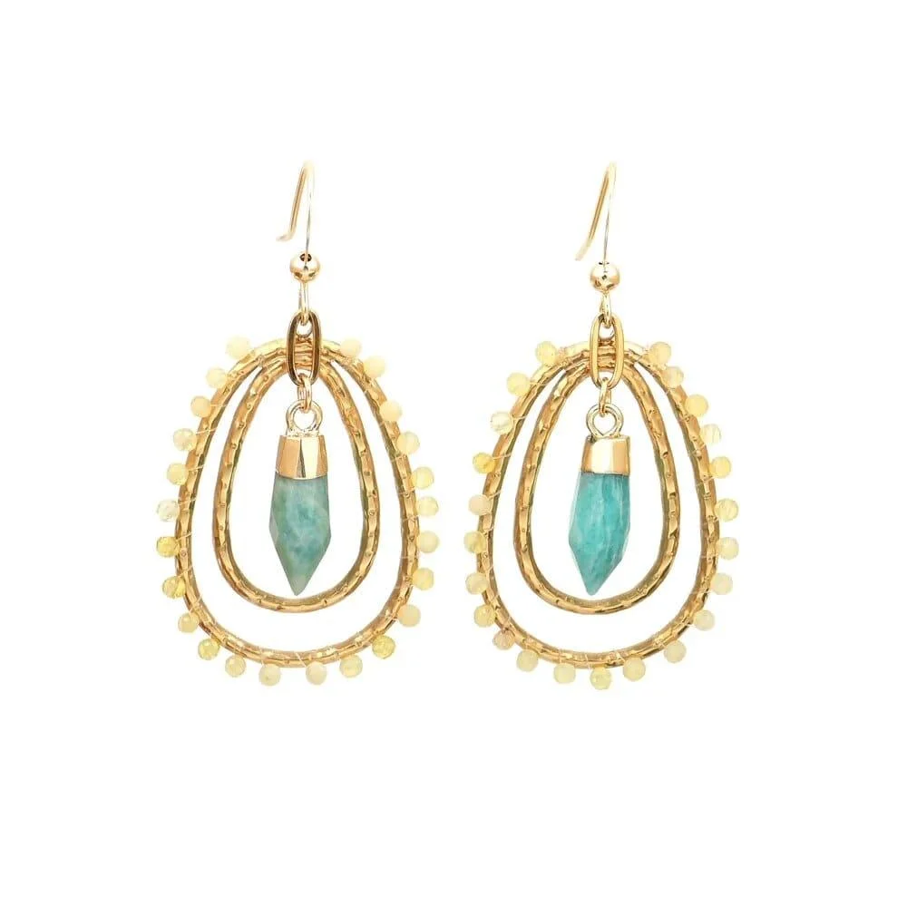 Natural Stone Teardrop Dangle Earrings - Glova