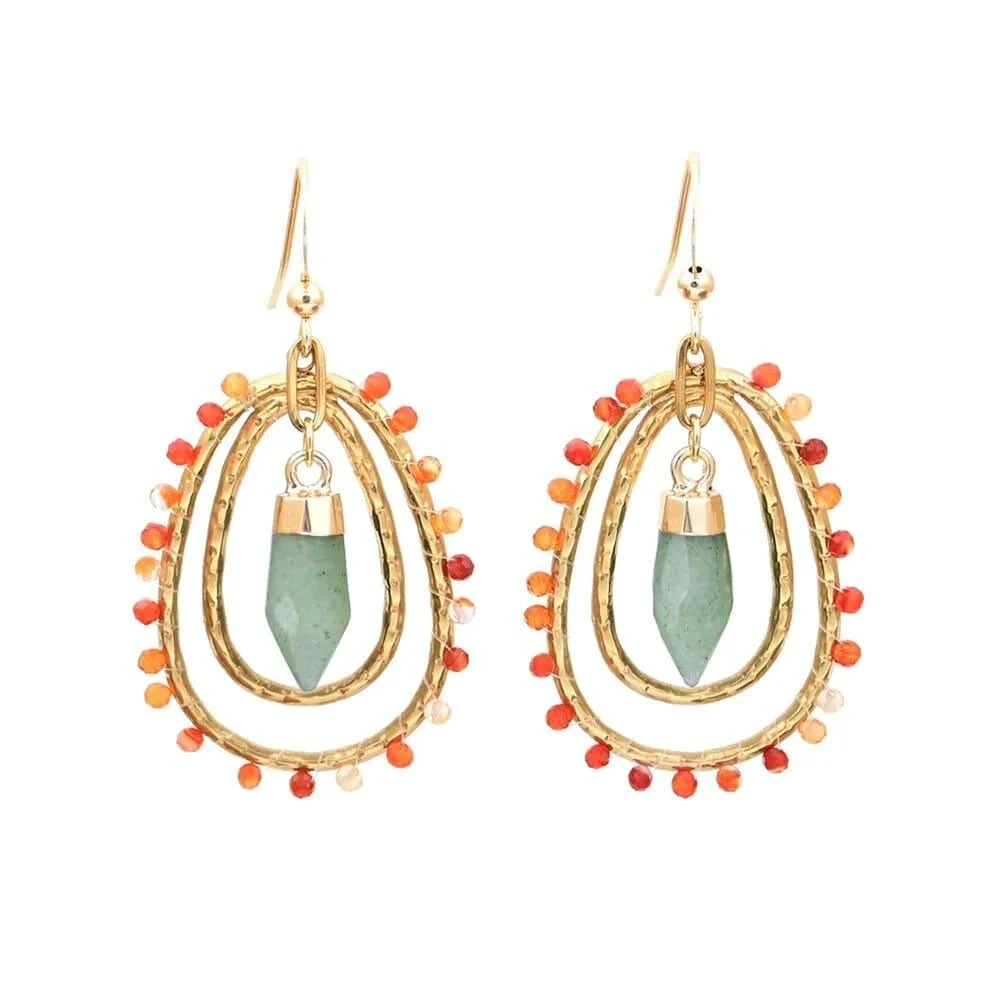 Natural Stone Teardrop Dangle Earrings - Glova