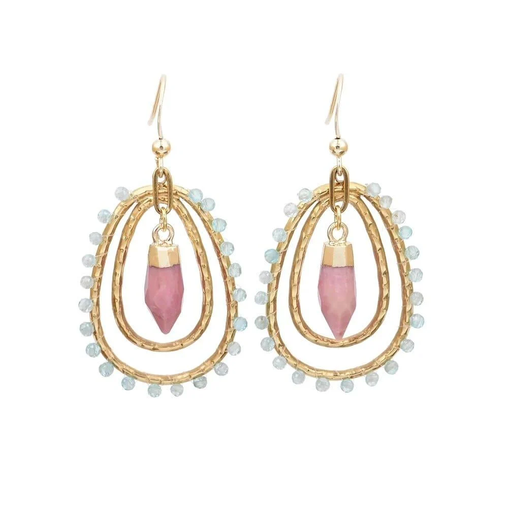 Natural Stone Teardrop Dangle Earrings - Glova