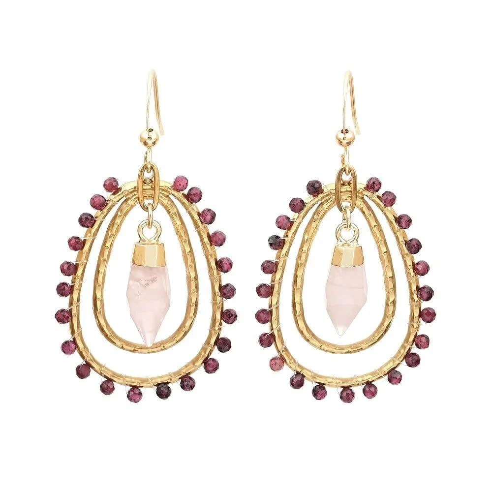 Natural Stone Teardrop Dangle Earrings - Glova