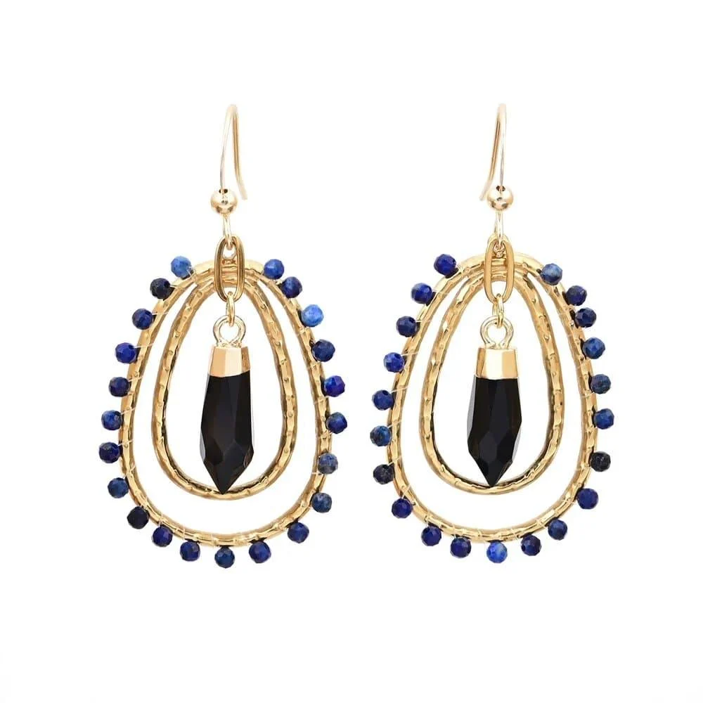 Natural Stone Teardrop Dangle Earrings - Glova