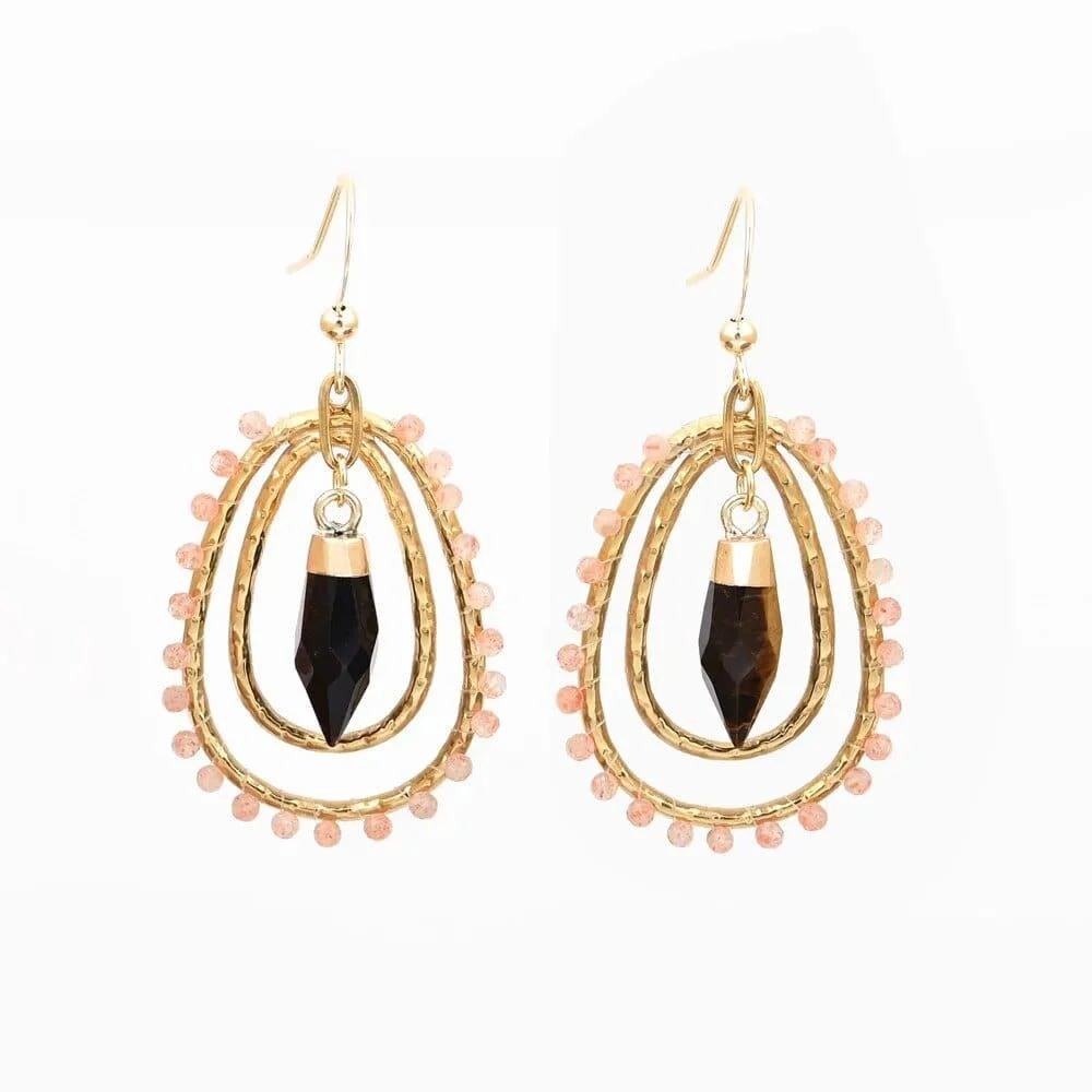 Natural Stone Teardrop Dangle Earrings - Glova