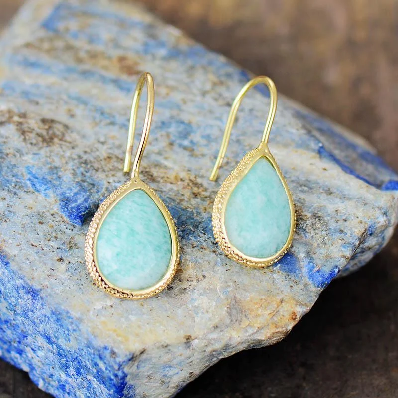 Natural Stone Teardrop Earrings - Glova