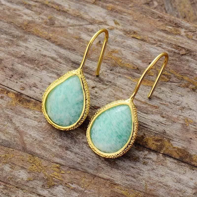 Natural Stone Teardrop Earrings - Glova