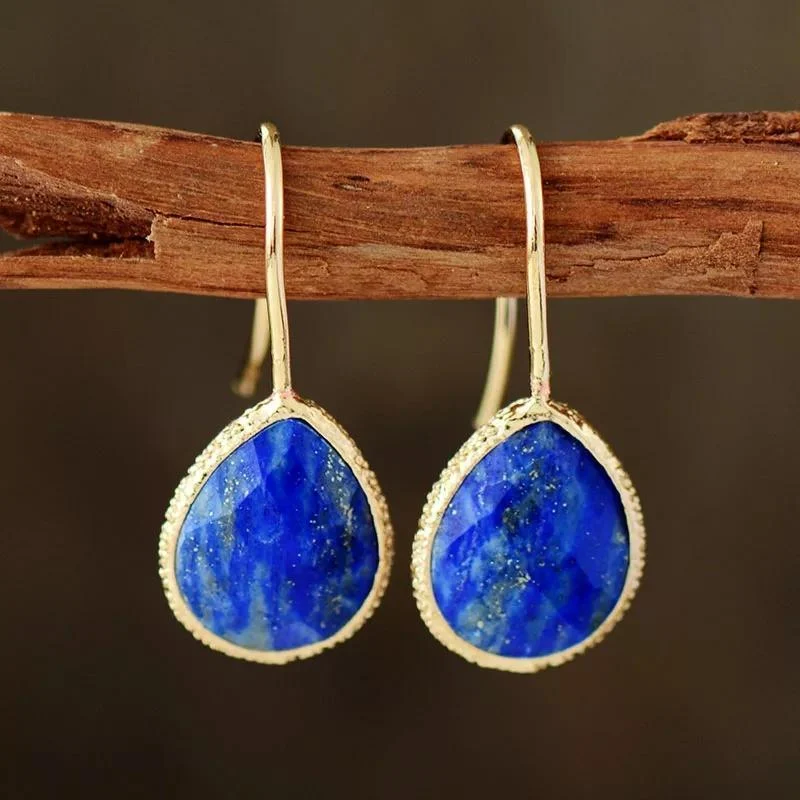 Natural Stone Teardrop Earrings - Glova