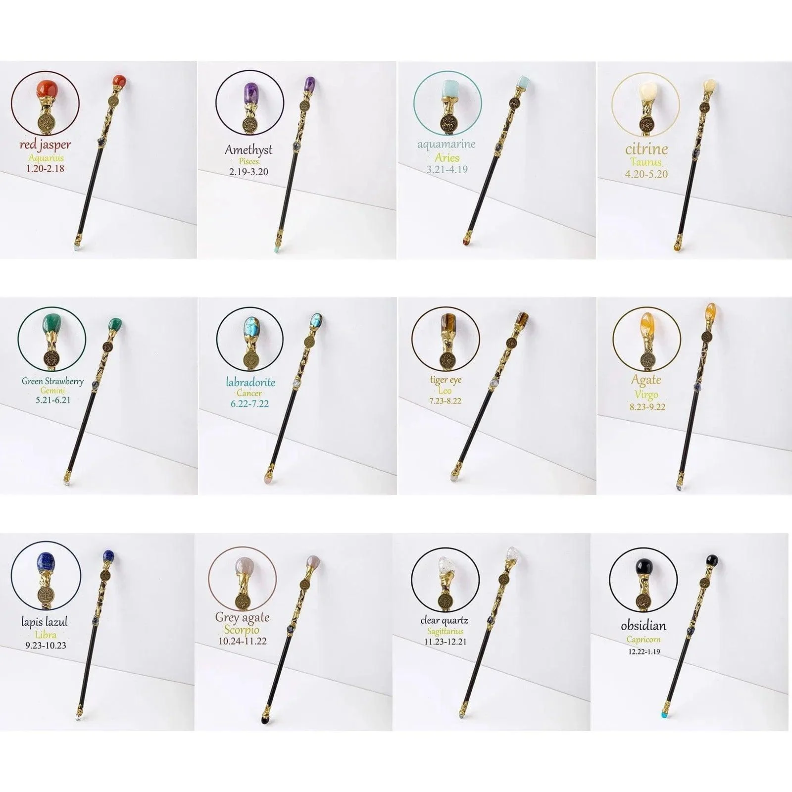 Natural Stone Zodiac Sign Wand - Glova