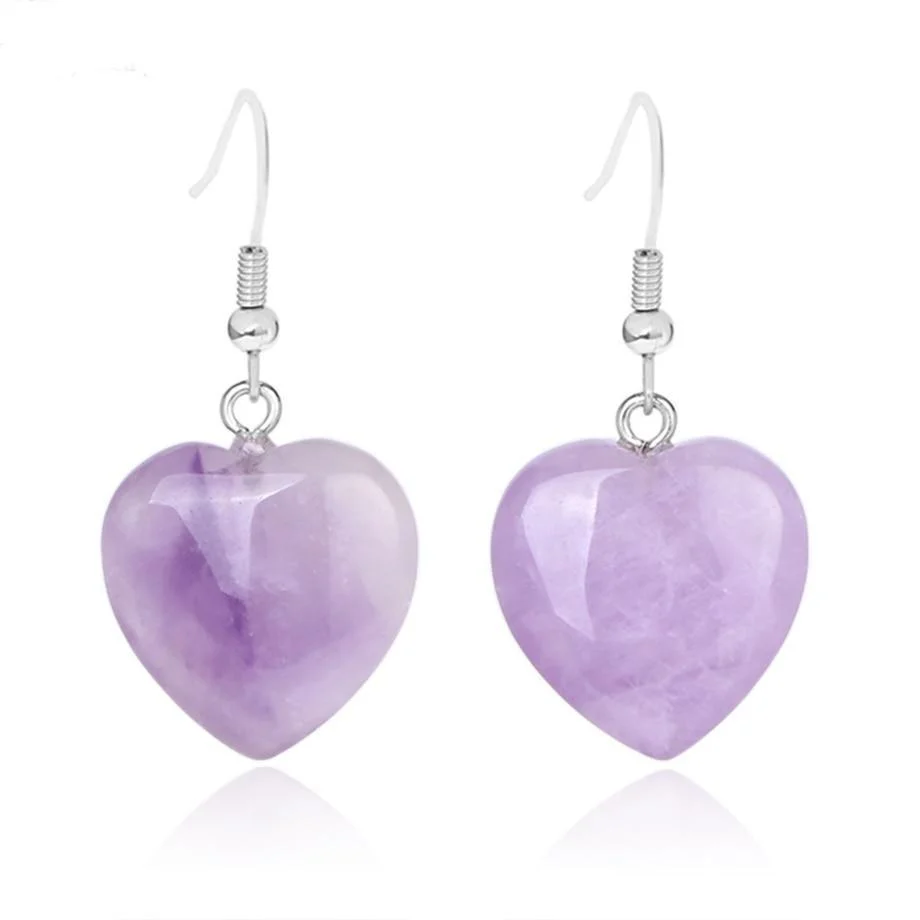 Natural Stones Heart Drop Earrings - Glova