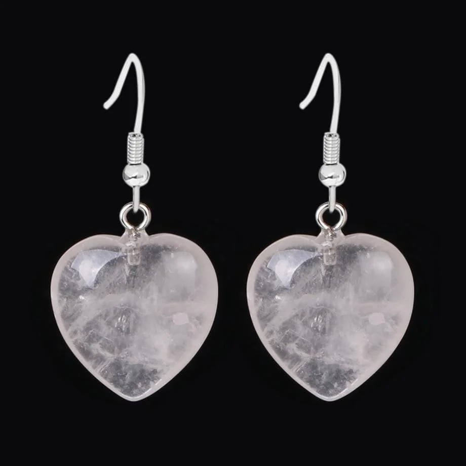 Natural Stones Heart Drop Earrings - Glova